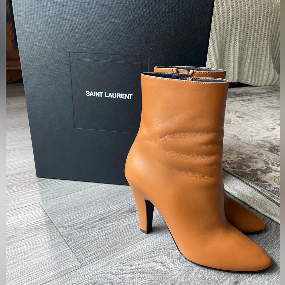 Saint Laurent Camel Brown Leather Boots 37